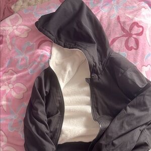 Black and White Hooded Jacket